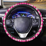 Pink Harlequin Pattern Print Car Steering Wheel Cover