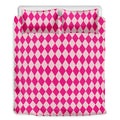 Pink Harlequin Pattern Print Duvet Cover Bedding Set