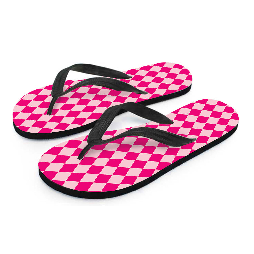 Pink Harlequin Pattern Print Flip Flops