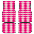 Pink Harlequin Pattern Print Front and Back Car Floor Mats
