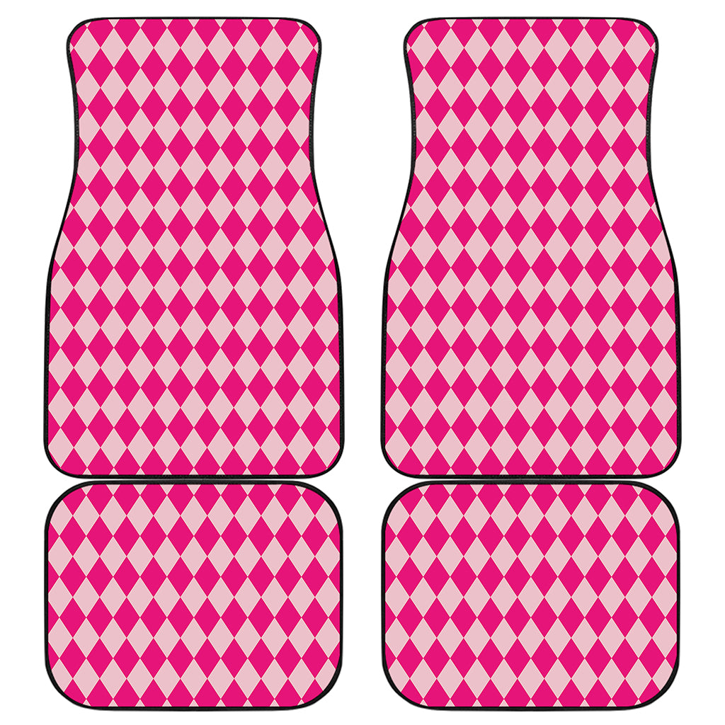 Pink Harlequin Pattern Print Front and Back Car Floor Mats