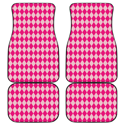 Pink Harlequin Pattern Print Front and Back Car Floor Mats