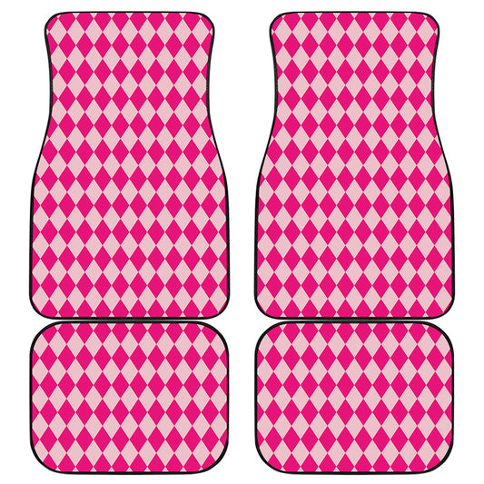Pink Harlequin Pattern Print Front and Back Car Floor Mats