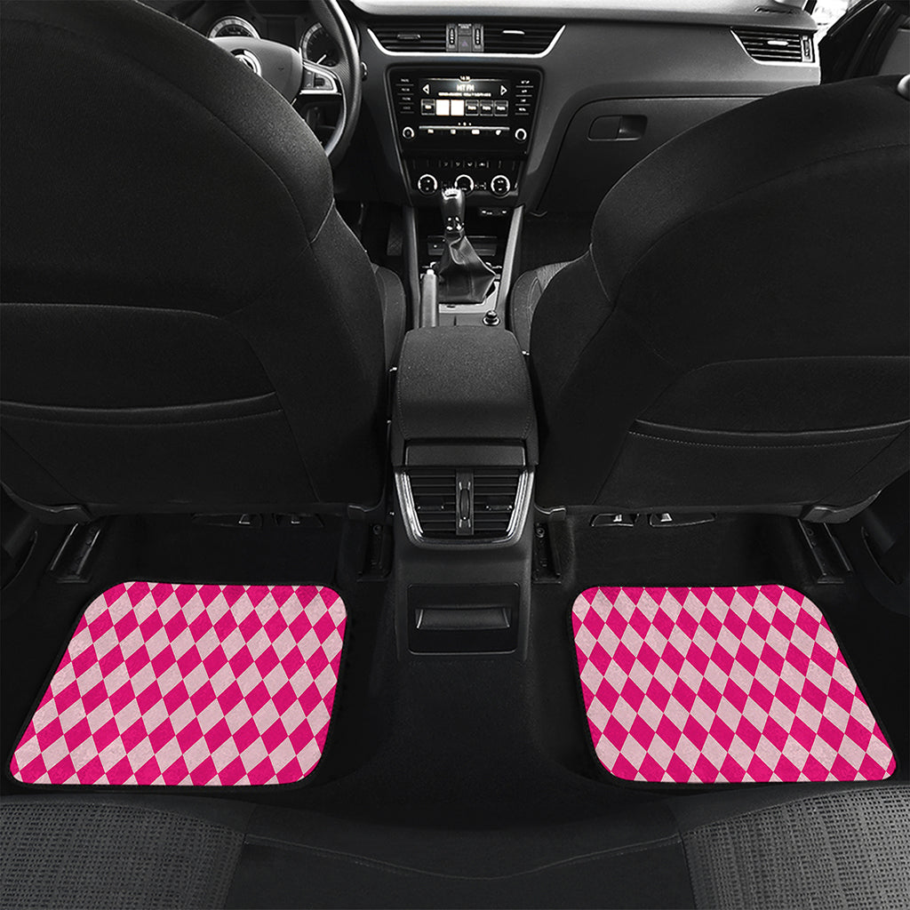Pink Harlequin Pattern Print Front and Back Car Floor Mats