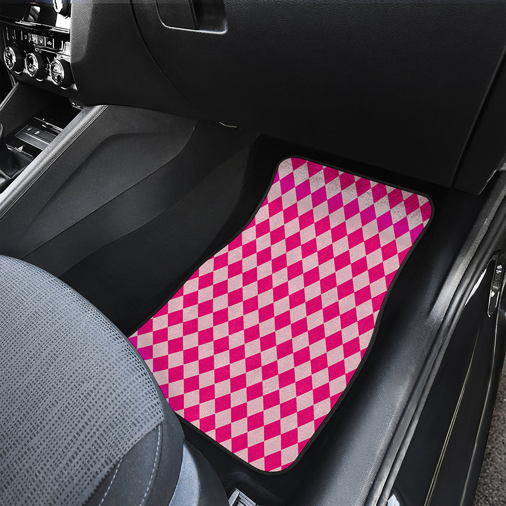 Pink Harlequin Pattern Print Front and Back Car Floor Mats
