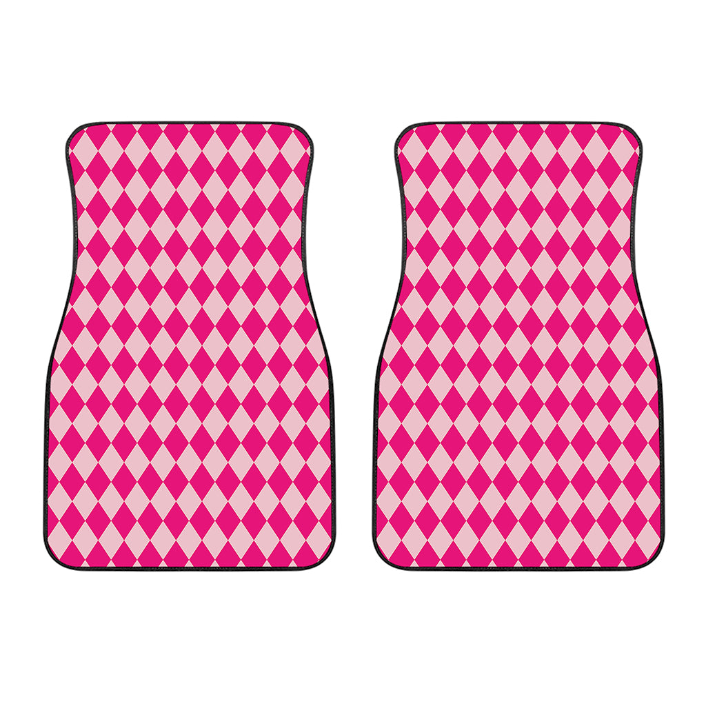 Pink Harlequin Pattern Print Front Car Floor Mats
