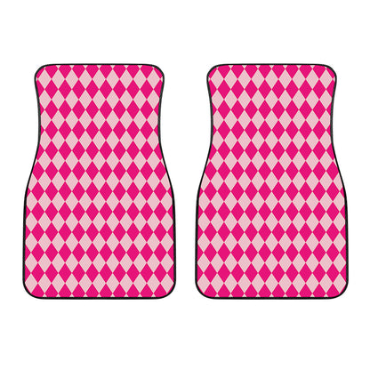 Pink Harlequin Pattern Print Front Car Floor Mats