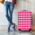 Pink Harlequin Pattern Print Luggage Cover