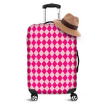 Pink Harlequin Pattern Print Luggage Cover