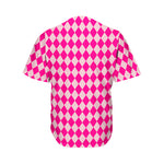 Pink Harlequin Pattern Print Men's Baseball Jersey