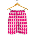 Pink Harlequin Pattern Print Men's Shorts