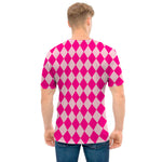 Pink Harlequin Pattern Print Men's T-Shirt