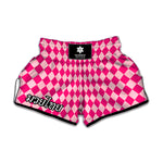 Pink Harlequin Pattern Print Muay Thai Boxing Shorts