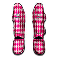 Pink Harlequin Pattern Print Muay Thai Shin Guards