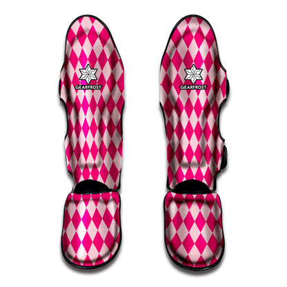 Pink Harlequin Pattern Print Muay Thai Shin Guard