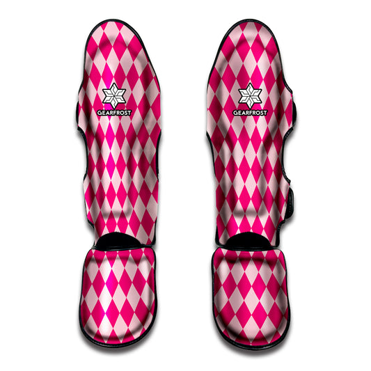 Pink Harlequin Pattern Print Muay Thai Shin Guard
