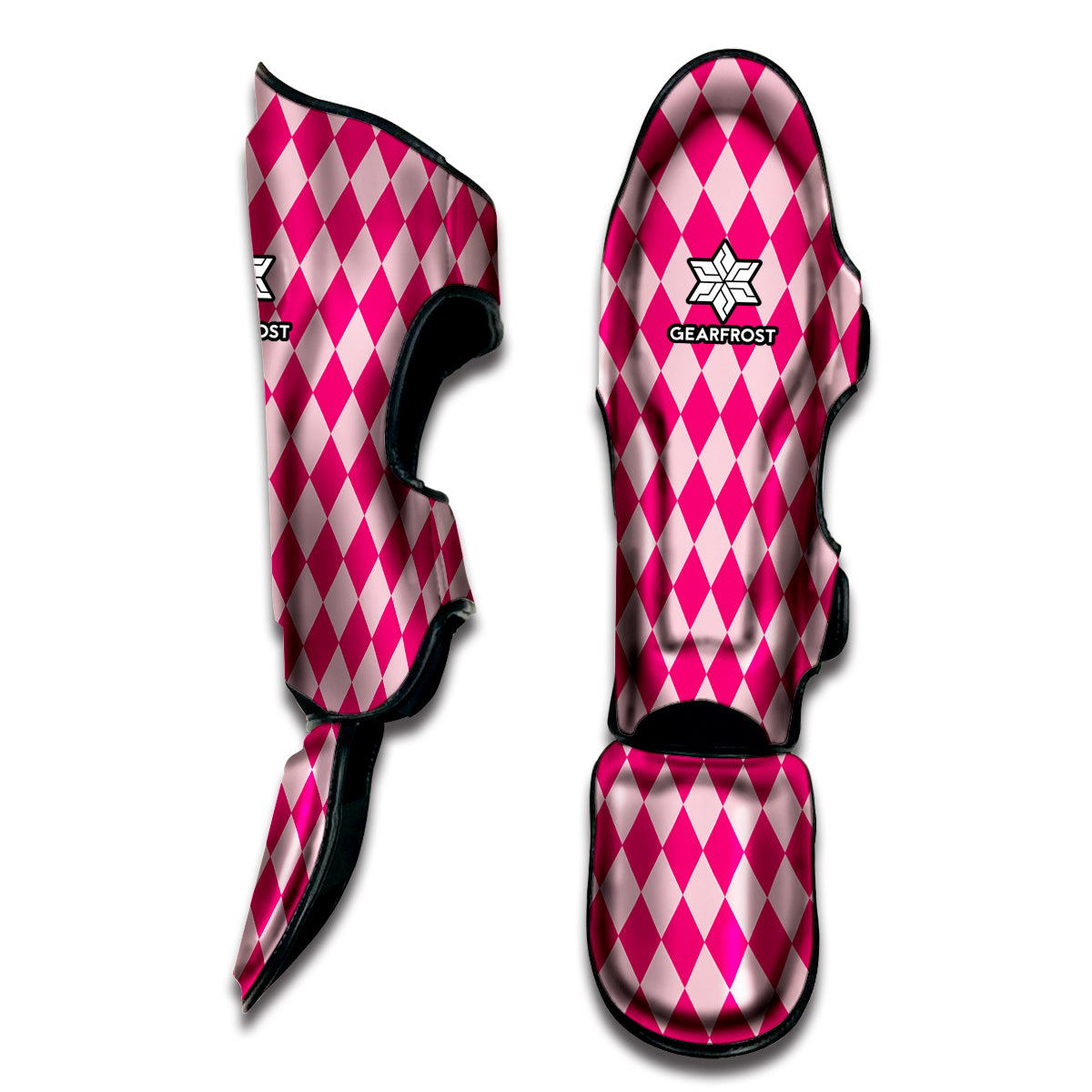 Pink Harlequin Pattern Print Muay Thai Shin Guard