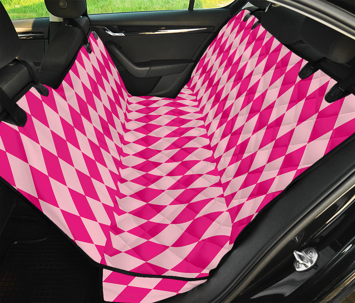 Pink Harlequin Pattern Print Pet Car Back Seat Cover