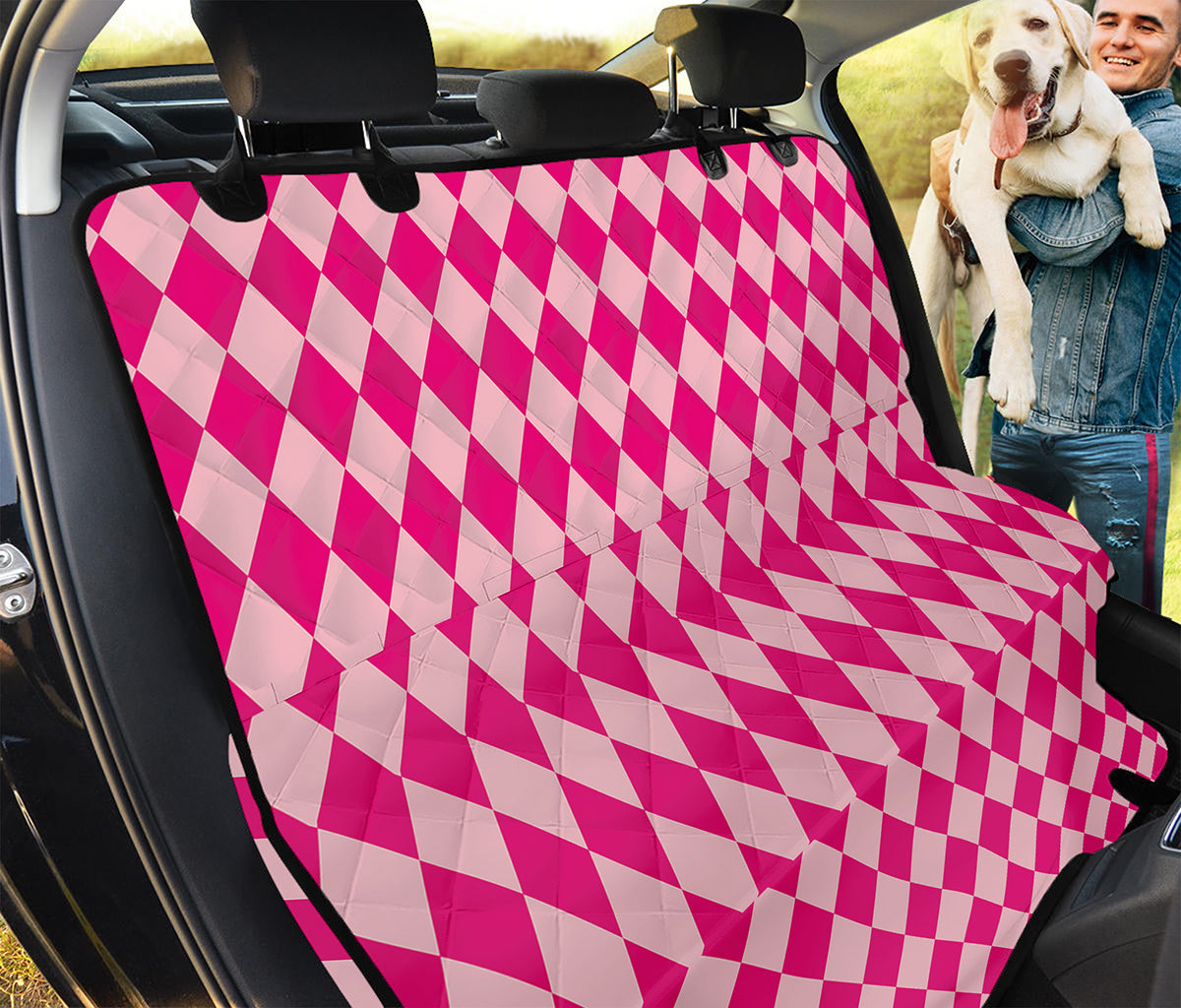 Pink Harlequin Pattern Print Pet Car Back Seat Cover