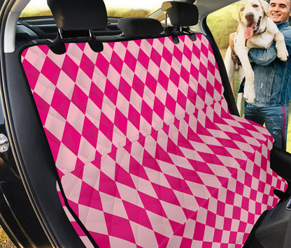 Pink Harlequin Pattern Print Pet Car Back Seat Cover