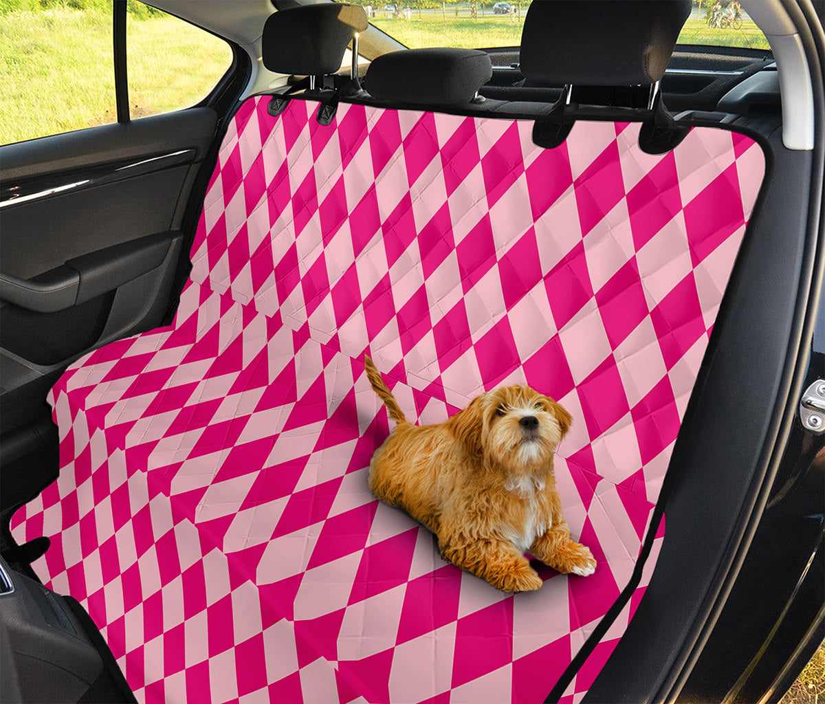 Pink Harlequin Pattern Print Pet Car Back Seat Cover