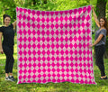 Pink Harlequin Pattern Print Quilt