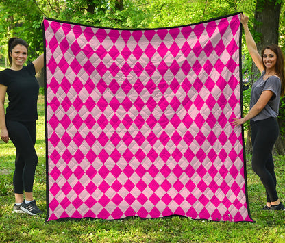 Pink Harlequin Pattern Print Quilt