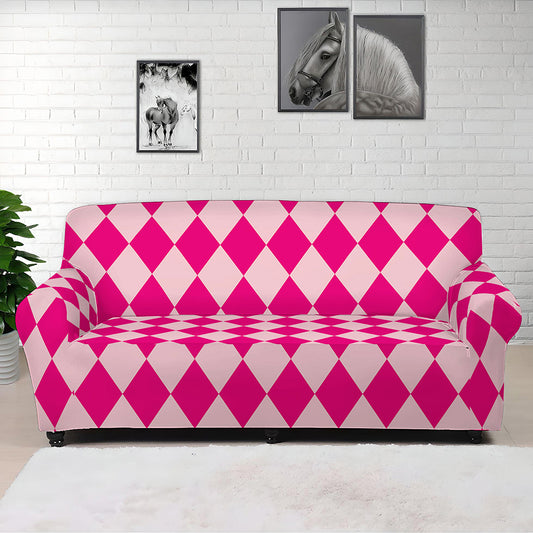 Pink Harlequin Pattern Print Sofa Cover