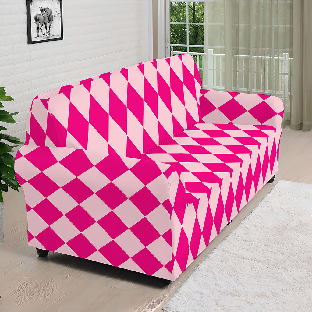 Pink Harlequin Pattern Print Sofa Cover