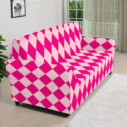 Pink Harlequin Pattern Print Sofa Cover