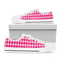 Pink Harlequin Pattern Print White Low Top Sneakers