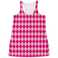 Pink Harlequin Pattern Print Women's Racerback Tank Top