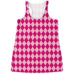Pink Harlequin Pattern Print Women's Racerback Tank Top