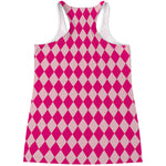 Pink Harlequin Pattern Print Women's Racerback Tank Top