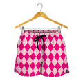 Pink Harlequin Pattern Print Women's Shorts