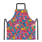 Pink Hawaiian Fruits Pattern Print Apron