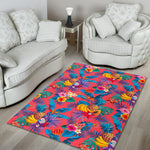 Pink Hawaiian Fruits Pattern Print Area Rug GearFrost