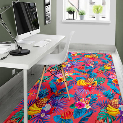 Pink Hawaiian Fruits Pattern Print Area Rug GearFrost