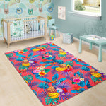 Pink Hawaiian Fruits Pattern Print Area Rug GearFrost