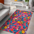 Pink Hawaiian Fruits Pattern Print Floor Mat