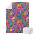 Pink Hawaiian Fruits Pattern Print Blanket