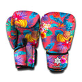 Pink Hawaiian Fruits Pattern Print Boxing Gloves
