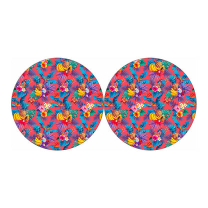 Pink Hawaiian Fruits Pattern Print Car Coasters