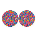 Pink Hawaiian Fruits Pattern Print Car Coasters