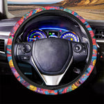 Pink Hawaiian Fruits Pattern Print Car Steering Wheel Cover