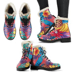Pink Hawaiian Fruits Pattern Print Comfy Boots GearFrost