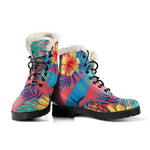 Pink Hawaiian Fruits Pattern Print Comfy Boots GearFrost