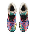 Pink Hawaiian Fruits Pattern Print Comfy Boots GearFrost