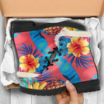 Pink Hawaiian Fruits Pattern Print Comfy Boots GearFrost