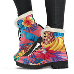 Pink Hawaiian Fruits Pattern Print Comfy Boots GearFrost
